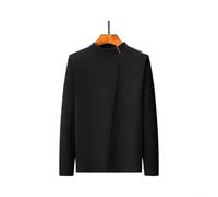 Camisa cálida de manga larga con capa base de forro polar para hombre (negro L)