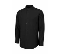 Camisa Camarero Manga Larga Profesional Cuello Mao Elegante Ligera Transpirable Trabajo Hostelería Restaurante Bar Servicio Sala Algodón Poliester Botón Lavable Cómoda Uso Diario 827