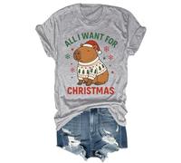 Camisa Capybara con texto en inglés "All I Want for Christmas" (Todo lo que quiero para Navidad), gris, M