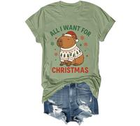 Camisa Capybara con texto en inglés "All I Want for Christmas" (Todo lo que quiero para Navidad), verde, XL