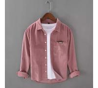 Camisa casual con botones para hombre, manga larga, poliéster de color sólido, ropa de trabajo para capa base versátil, uso casual de negocios y uso diario (M rojo)