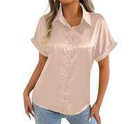 Camisa casual de hombre con cuello en V y botones de manga larga con parte delantera abierta para primavera, verano, uso diario y vacaciones, con detalle de puño, beige, XXL