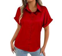 Camisa casual de hombre con cuello en V y botones de manga larga con parte delantera abierta para primavera, verano, uso diario y vacaciones, con detalle de puño, rojo, XL