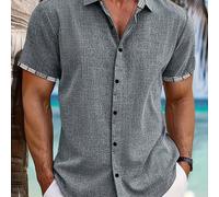 Camisa Casual de Hombre con Manga Corta y Botones - Estampado Digital Elegante con de , Poliéster, Top de Moda , de Resort|Camisa Estampada|Tela de Poliéster