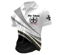 Camisa Casual de Manga Corta con Solapa para Hombre, diseño histórico de Estampado Militar Europeo, Tela Ligera y Transpirable para Uso Diario y reuniones Informales (Gold, XXXL)