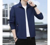 Camisa casual de manga larga con botones para hombre, color sólido, ropa de trabajo fina, capa base para uso diario en la oficina, gris claro, talla M (L azul oscuro)