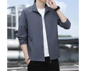 Camisa casual de manga larga con botones para hombre, color sólido, ropa de trabajo fina, capa base para uso diario en la oficina, gris claro, talla M (L gris oscuro)