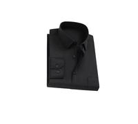 Camisa casual de negocios a rayas y cuadros para hombre, ajuste regular, manga larga, adecuada para ocasiones de trabajo social, Negro, 6XL