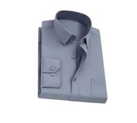 Camisa casual de negocios a rayas y cuadros para hombre, ajuste regular, manga larga, adecuada para ocasiones de trabajo social, gris, 5XL