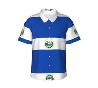Camisa casual de verano para hombre, con estampado de El Salvador, estilo hawaiano, manga corta, para vacaciones, S-3XL, Negro, 3XL