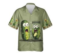 Camisa Casual Hawaiana de Manga Corta con Botones para Hombres y Mujeres con Estampado 3D de Pepino Divertida para Verano Playa Vacaciones y Fiestas