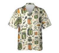 Camisa Casual Hawaiana de Manga Corta con Botones para Hombres y Mujeres con Estampado 3D de Pepino Divertida para Verano Playa Vacaciones y Fiestas