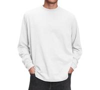 Camisa casual para hombre, de manga larga, cuello redondo, ajuste holgado, de gran tamaño, color liso, ligeras, cómodas para primavera, transpirables, camisetas deportivas básicas para exteriores