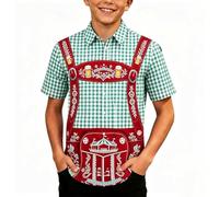 Camisa Casual para niño con Motivo de Oktoberfest, Estampado de barriles, Corte Holgado, Transpirable, Ideal para el día a día y Celebraciones, Varios tamaños.