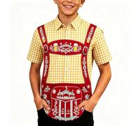Camisa Casual para niño con Motivo de Oktoberfest, Estampado de barriles, Corte Holgado, Transpirable, Ideal para el día a día y Celebraciones, Varios tamaños.