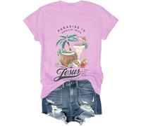 Camisa Chillin' with Jesus, Paradise is Chillin' with Jesus I Will Give You Rest Jesus Shirt, rosa, S