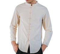 Camisa china para hombre tangzhuang estilo chaqueta de manga larga uniforme de entrenamiento primavera otoño ocio ropa tradicional artes marciales kung fu tai chi wushu clásico, O amarillo., XXL