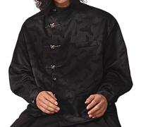 Camisa Chino De Cuello Redondo Manga Larga, Camisa para Hombres con Botones De Nudo De Mariposa, para Otoño(2XL)