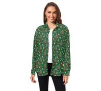 Camisa clásica de pana de manga larga para hombre y mujer | Cierre de botón, estampado novedoso, cuello y ajuste regular para oficina y cita nocturna, ropa de principios de otoño