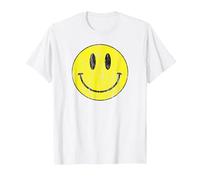 Camisa clásica Sonriente desgastada 80 ácido casa Icono Emoticono Camiseta, Hombre, Blanco, M