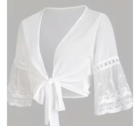 Camisa con abullonada y de , elegante blusa de color sólido con abierto, adecuada para ropa de mujer de estilo /adorable/Y2K