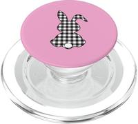 Camisa con Estampado a Cuadros Negros Bunny Buffalo Happy Easter Day Women PopSockets PopGrip para MagSafe