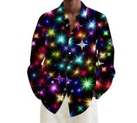 Camisa con purpurina para hombre, carnaval con solapa, camisas brillantes, estampado de carnaval, camiseta de moda, camiseta festiva con purpurina, informal, camiseta brillante, camiseta de cóctel