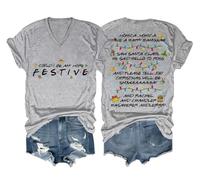 Camisa con texto en inglés "Could I Be Any More Festive Shirt" unisex, Cuello en V gris, L
