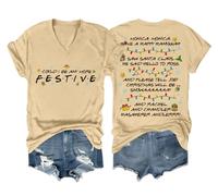 Camisa con texto en inglés "Could I Be Any More Festive Shirt" unisex, Cuello en V Khika, M