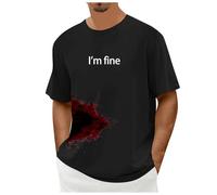 Camisa con texto en inglés "I am Fine It's Not My Bloody Splatter Bloody Halloween Im Fine Accesorios de disfraz Problem Resolved Halloween Funny Scary Tops de manga corta sangriento, tela sangrienta