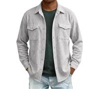 Camisa con textura jacquard para hombre, estilo casual, de manga larga con botones, cuello abotonado, camisetas ligeras para el trabajo y para uso diario, Cenicienta ligera de 1 g, XL