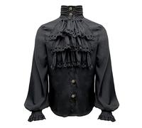 Camisa con volantes para hombre, camisa medieval, gótica, camiseta de manga larga, pirata, vintage, disfraz renacentista, vikingo, steampunk, camisas, cosplay, ropa de Halloween, camisa Henley de