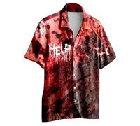 Camisa Corta Amplia con Impresión de Huellas de Sangre Horror para Halloween para Hombre Casual Moda Clásica Retro Verano Ligero Transparente Elegante Vintage Tops Streetwear para El Tiempo Libre