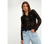 Camisa corta de encaje negro mujer S