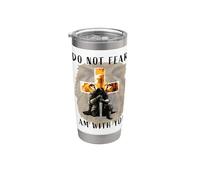 Camisa Cristiana Versículo Biblia Hombres León Fe Miedo Religioso Vaso térmico de acero inoxidable de doble pared