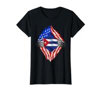 Camisa Cuba Bandera Cubana Americana Orgullo Hispano Raíces Cubanos Camiseta gráfica económica, Mujer, Negro, XL