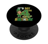 Camisa de 4º cumpleaños para el día de San Patricio Lucky 4 años niño niña PopSockets PopGrip Adhesivo
