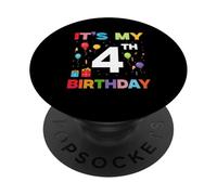 Camisa de 4 cumpleaños para niños o niñas It's My 4th Birthday PopSockets PopGrip Adhesivo