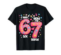 Camisa de 7º cumpleaños para niña con Texto en inglés I Was 6 Now I'm 7 Years Old Camiseta