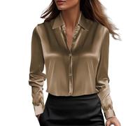 Camisa De a La Moda Primavera, Blusa Manga Larga De Primavera, Blusa Vintage para Mujer, Moda Suelto Cuello Abierto Tops, Casual Fiesta Versátiles T-Shirt, Adecuada para El Trabajo Y Los Negocios