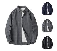 Camisa de ajuste holgado para hombre, camisas a cuadros para hombre, camisas de manga larga, chaqueta de campo, ajuste clásico, camisa generosa, sencilla, tops de oficina, ropa de trabajo, ajuste