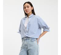 Camisa de algodón a rayas, Signature MARLÈNE Mujer Talla 52. Color Azul