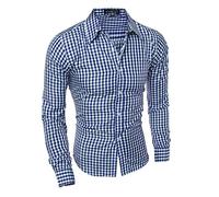 Camisa de algodón para hombre, de manga larga, casual, a cuadros, ajuste regular, ligera, con botones, a cuadros, de algodón, para negocios, formal, camisa clásica de campo, camisa de trabajo al aire