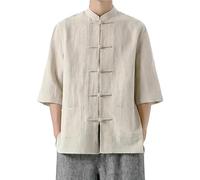 Camisa de algodón y Lino para Hombre, Estilo Chino Tradicional, Chaqueta Manga Larga, Adecuada Tai chi Ocasiones culturales