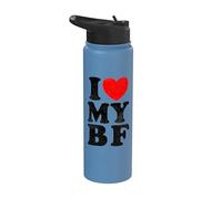 Camisa de amor angustiada I Love My Boyfriend Funny I Heart My BF Stainless Steel Insulated Water Bottle