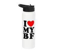 Camisa de amor angustiada I Love My Boyfriend Funny I Heart My BF Stainless Steel Insulated Water Bottle