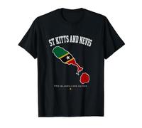 Camisa de Bandera de ST Kitts y Nevis, mapas de ST Kitts y Nevis Camiseta gráfica económica, Hombre, Negro, S
