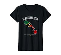Camisa de Bandera de ST Kitts y Nevis, mapas de ST Kitts y Nevis Camiseta gráfica económica, Mujer, Negro, L
