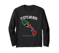 Camisa de Bandera de ST Kitts y Nevis, mapas de ST Kitts y Nevis Manga Larga