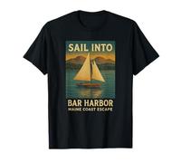 Camisa de Bar Sail Harbor Sunset Boat Maine Coast Nature Camiseta